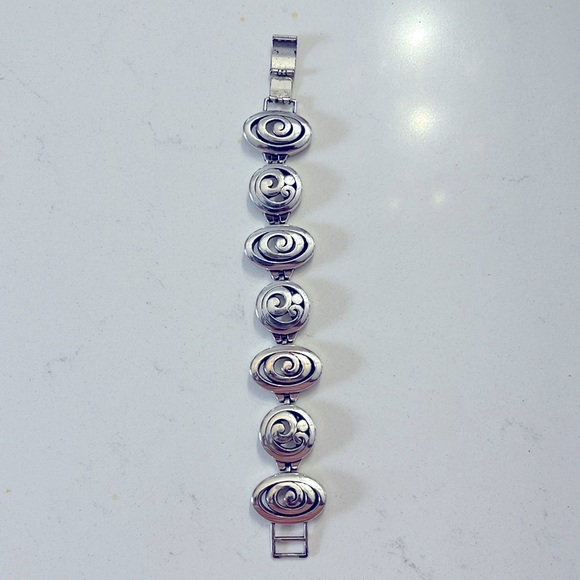 Brighton Contempo Link Bracelet Silver Plated Scrolled Oval Round Designs - Picture 4 of 17